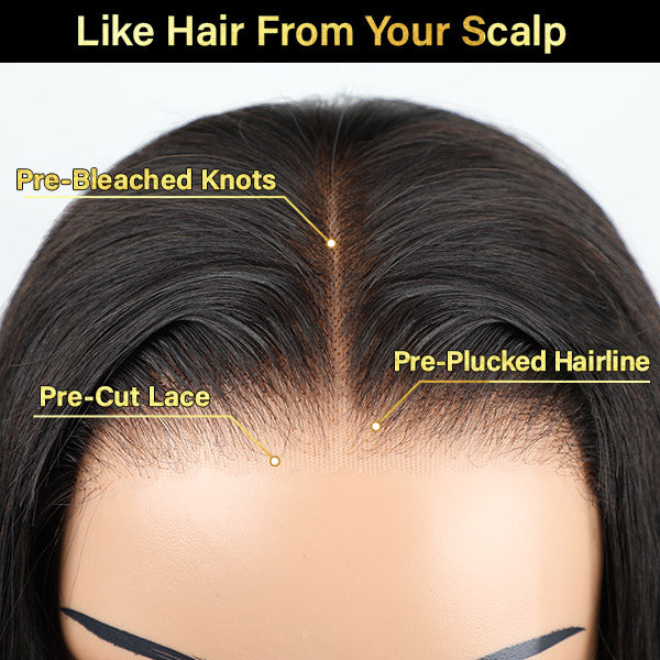 Pre Bleached Plucked Wear Go Glueless Wigs With Natural Hairline Pre Cut Lace 4x4 Lace Closure Wig