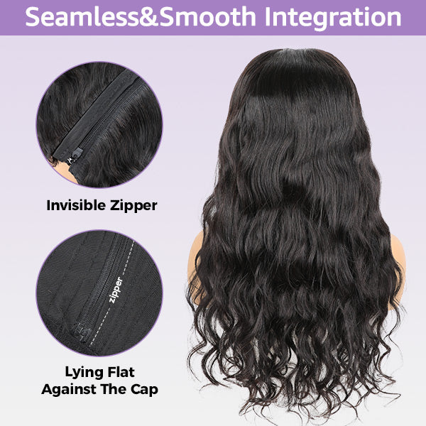 Block Wig Body Wave Bleached Knots Wig With Optional Replaceable Zip Lace Tops