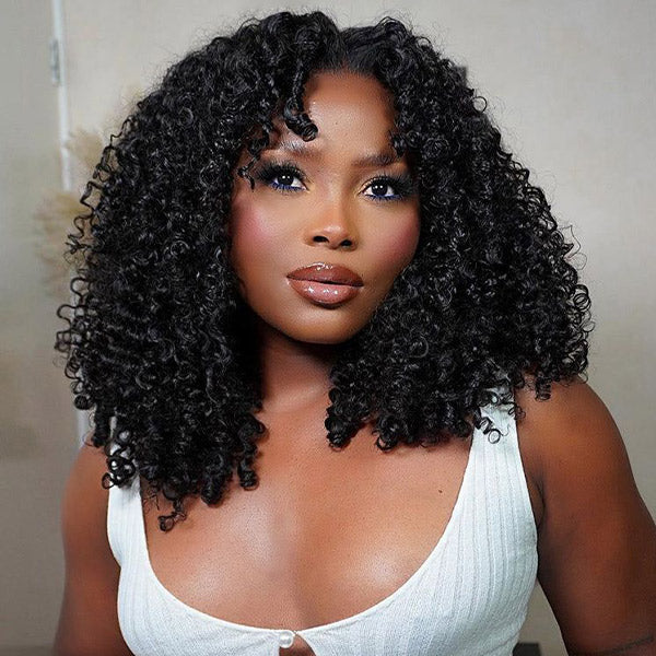 Afro Curly Glueless 9x6 T Part Lace Wear Go Wig Pre-Bleached Tiny Knots Natural Frontal Look