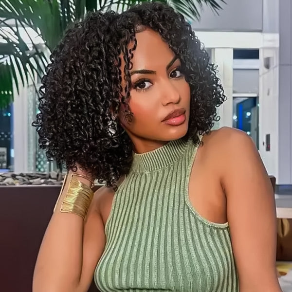 Afro Curly Glueless 9x6 T Part Lace Wear Go Wig Pre-Bleached Tiny Knots Natural Frontal Look