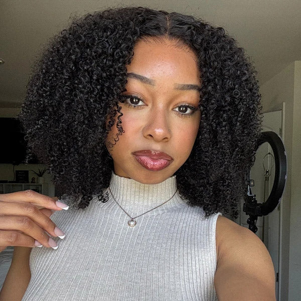 Afro Curly Glueless 9x6 T Part Lace Wear Go Wig Pre-Bleached Tiny Knots Natural Frontal Look