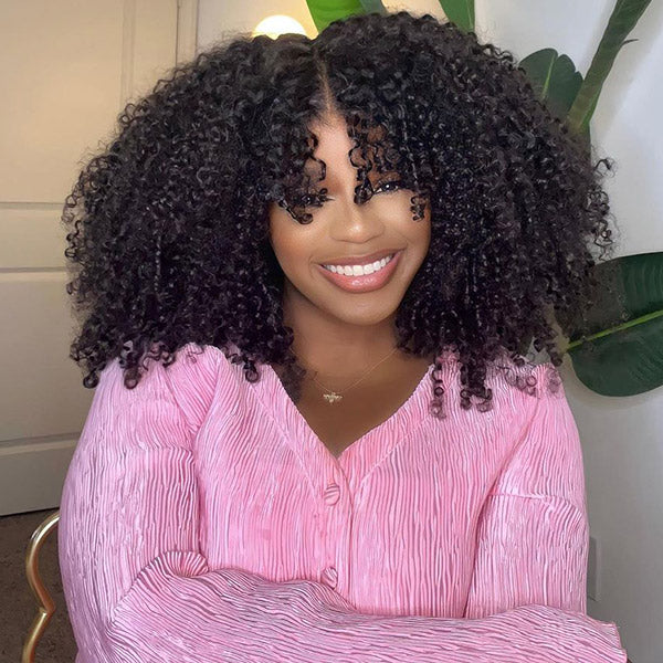 Afro Curly Glueless 9x6 T Part Lace Wear Go Wig Pre-Bleached Tiny Knots Natural Frontal Look