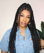 Butterfly Knotless Braids Over Hip-Length 36" Full Hand Tied Lace Medium Box Braided Wig