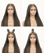 Fancivivi Small Knotless Box Braids 102 Strands Triangle Base Over Hip-Length 36" Full Hand Tied Lace Braided Wig