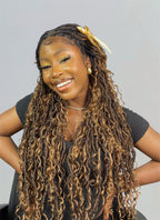 Salon-level Knotless Boho Locs HD Full Lace Human Hair Boho Curls 80 Strands Braided Wig