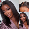 Glueless Layered Cut Yaki Straight Wear Go Wig Pre-Cut 9x6 T Part Lace Bob Wig With Elastic Drawstring