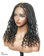 Nina - Short Pre Bleached HD Full Lace Knotless Box Braided Wig With Human Hair Curly Ends