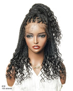 Nina - Short Pre Bleached HD Full Lace Knotless Box Braided Wig With Human Hair Curly Ends