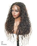 Salon-level Knotless Boho Locs HD Full Lace Human Hair Boho Curls 80 Strands Braided Wig