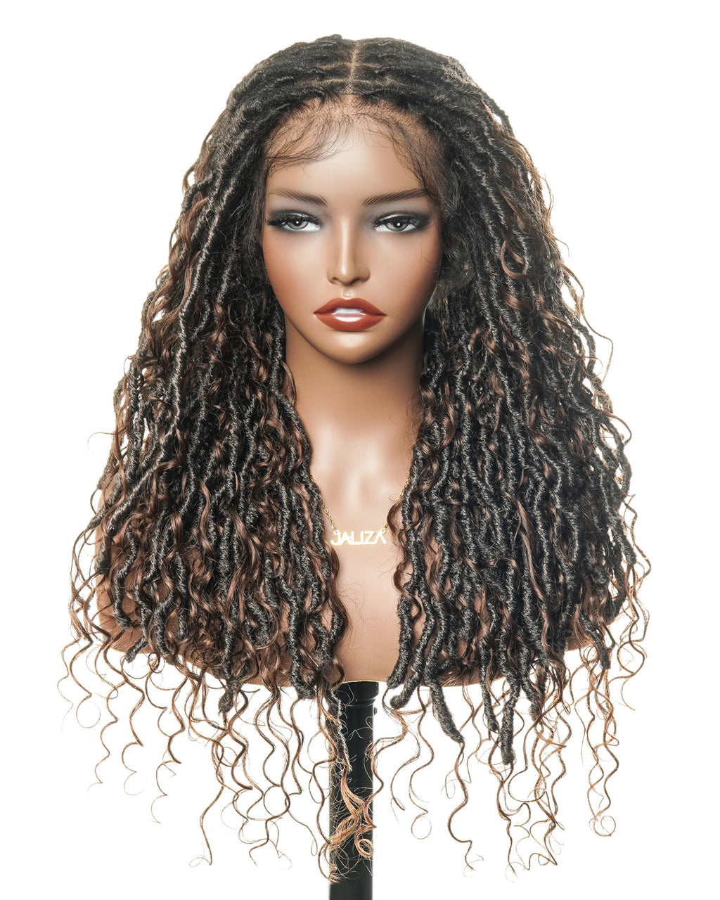 Salon-level Knotless Boho Locs HD Full Lace Human Hair Boho Curls 80 Strands Braided Wig