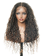Salon-level Knotless Boho Locs HD Full Lace Human Hair Boho Curls 80 Strands Braided Wig
