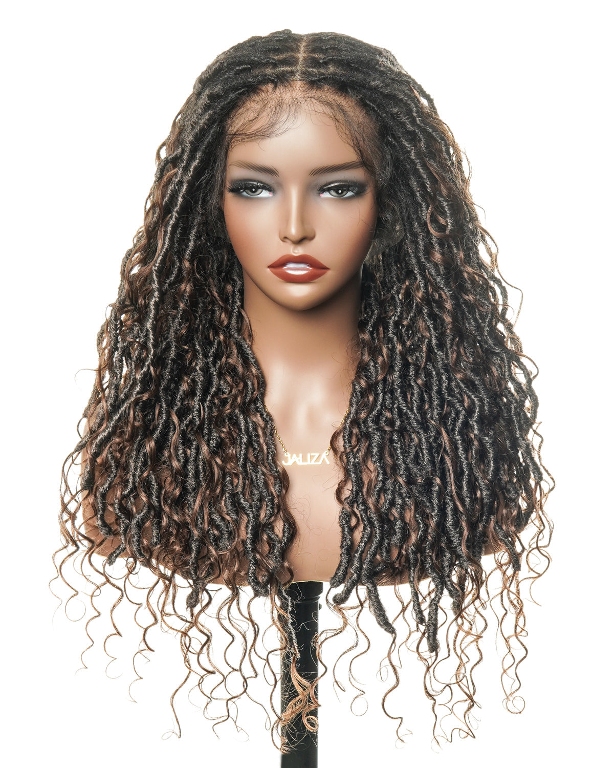 Salon-level Knotless Boho Locs HD Full Lace Human Hair Boho Curls 80 Strands Braided Wig