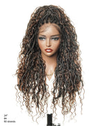 Salon-level Knotless Boho Locs HD Full Lace Human Hair Boho Curls 80 Strands Braided Wig