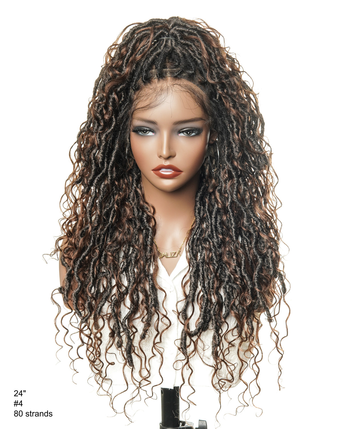 Salon-level Knotless Boho Locs HD Full Lace Human Hair Boho Curls 80 Strands Braided Wig