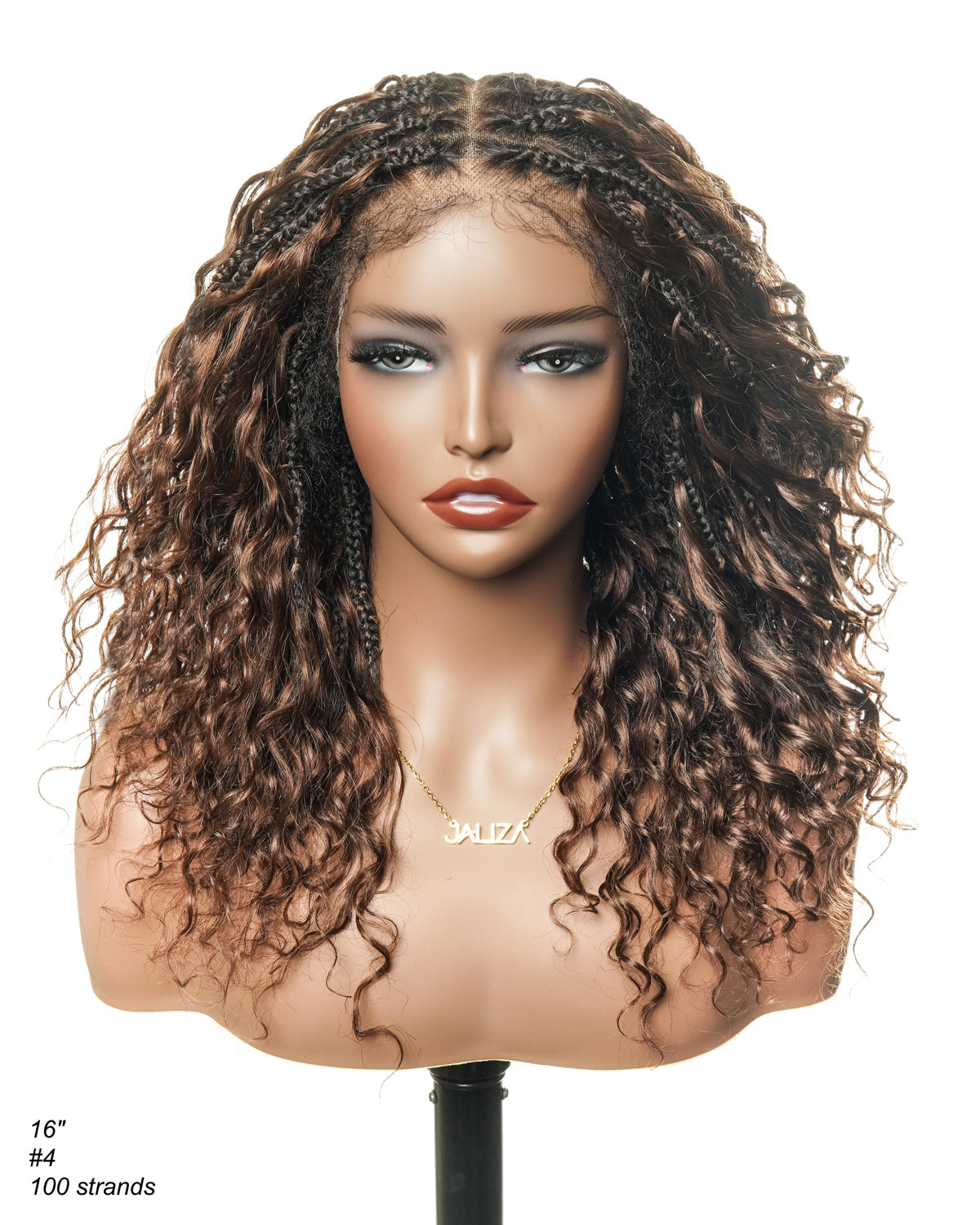 Kiki - 12"-36" Human Hair Deep Wave Curls Pre Bleached Knotless HD Full Lace Boho Box Braided Wig
