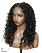 Lola - 16" Pre Bleached HD Full Lace Boho Locs Wig With Human Hair Boho Curls
