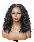 Kiki - 12"-36" Human Hair Deep Wave Curls Pre Bleached Knotless HD Full Lace Boho Box Braided Wig