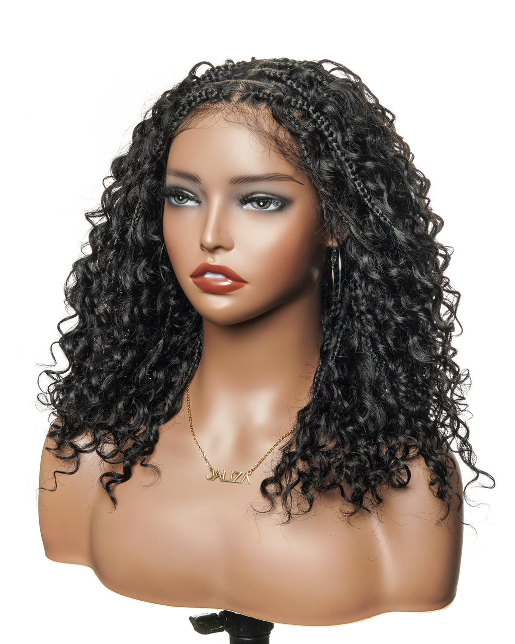 Kiki - 16" Pre Bleached HD Full Lace Human Hair Curls HD Full Lace Knotless Boho Box Braided Wig