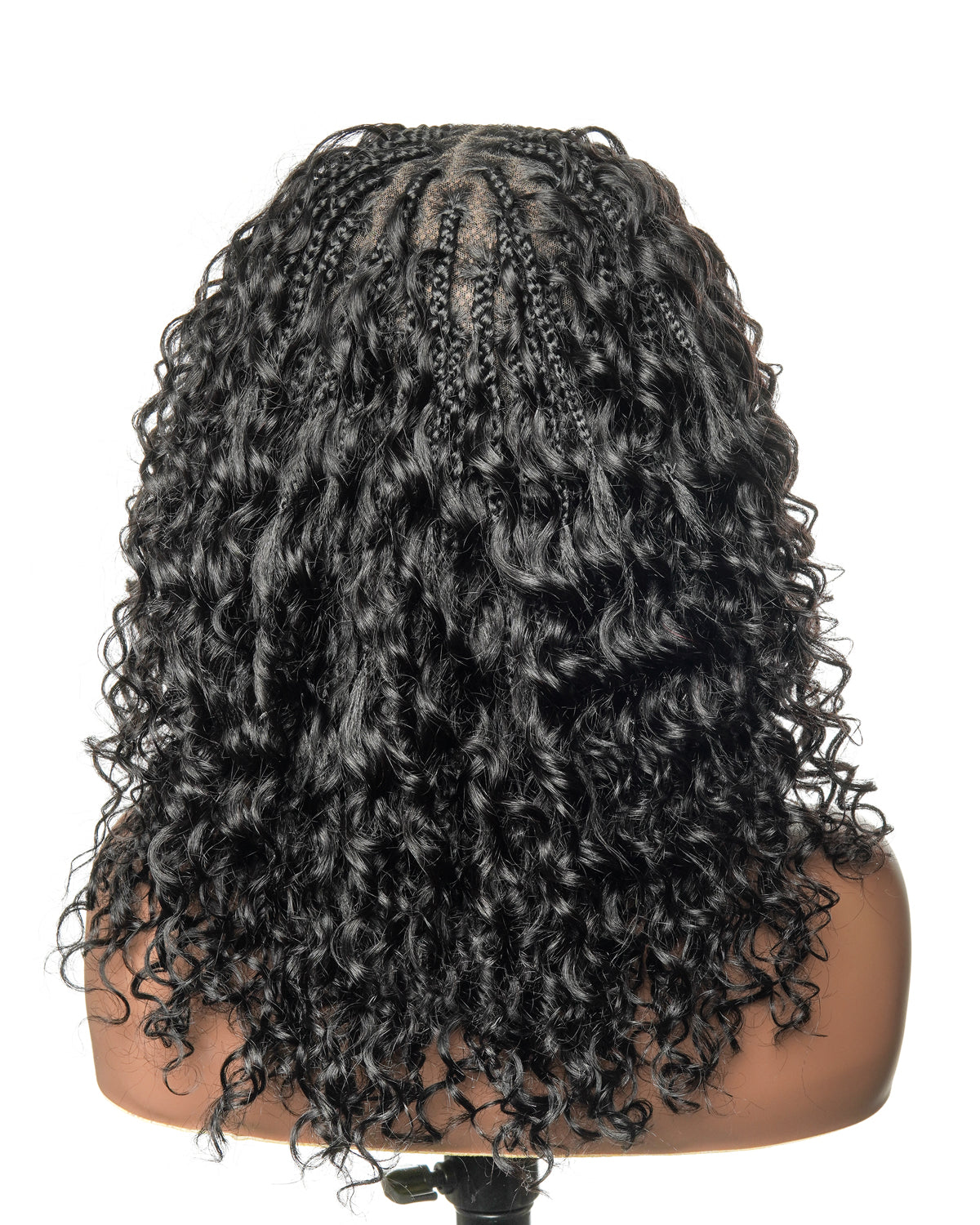 Kiki - 12"-36" Human Hair Deep Wave Curls Pre Bleached Knotless HD Full Lace Boho Box Braided Wig
