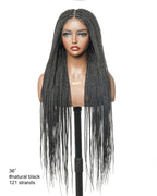 36" Pre Bleached Human Hair HD Lace Lightweight Knotless Box Braided Wig 100 Strands