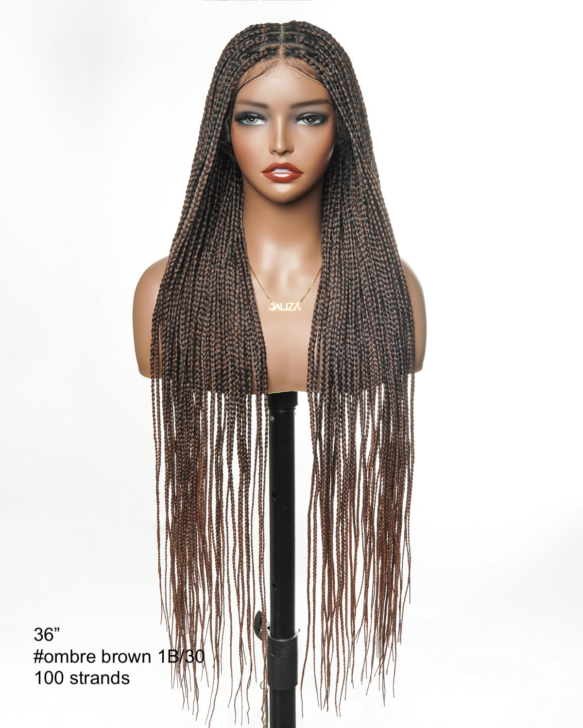 36" Pre Bleached Human Hair HD Lace Lightweight Knotless Box Braided Wig 100 Strands