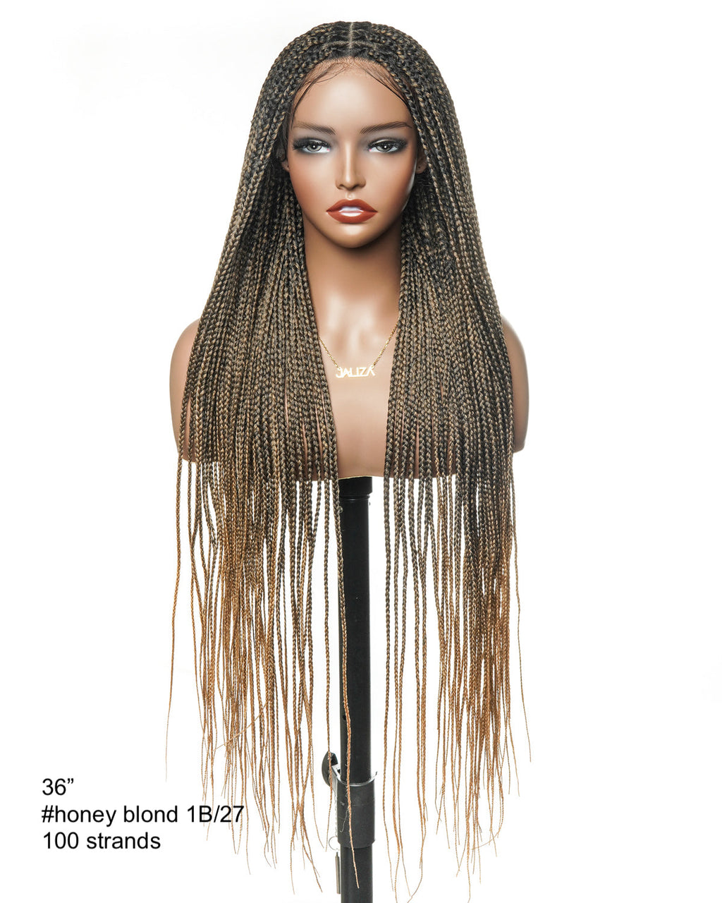 36" Pre Bleached Human Hair HD Lace Lightweight Knotless Box Braided Wig 100 Strands