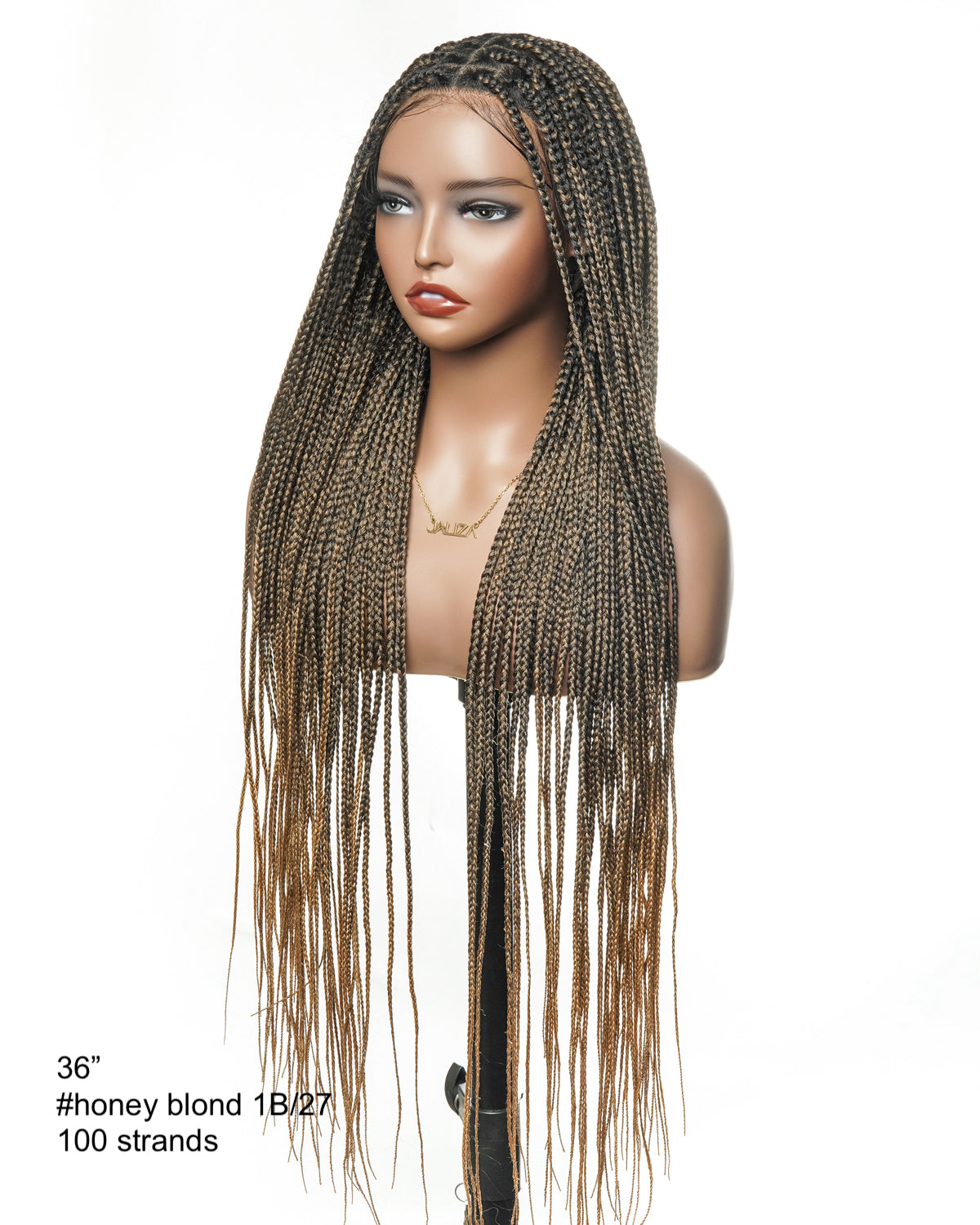 36" Pre Bleached Human Hair HD Lace Lightweight Knotless Box Braided Wig 100 Strands