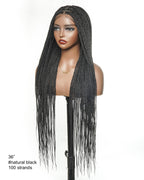 36" Pre Bleached Human Hair HD Lace Lightweight Knotless Box Braided Wig 100 Strands