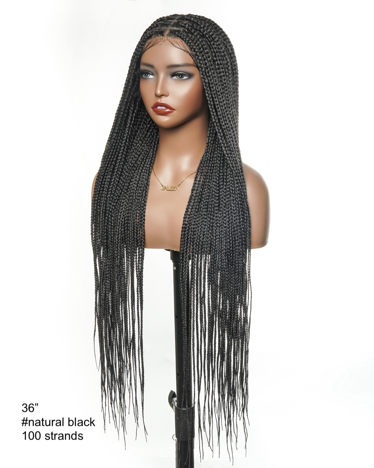 36" Pre Bleached Human Hair HD Lace Lightweight Knotless Box Braided Wig 100 Strands