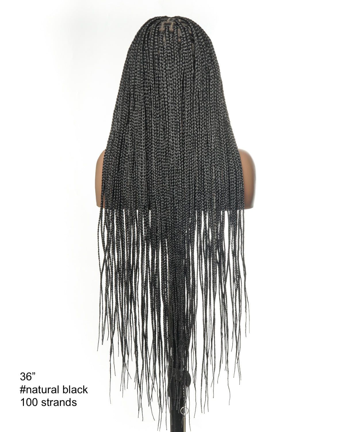 36" Pre Bleached Human Hair HD Lace Lightweight Knotless Box Braided Wig 100 Strands