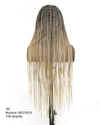 36" Pre Bleached Human Hair HD Lace Lightweight Knotless Box Braided Wig 100 Strands