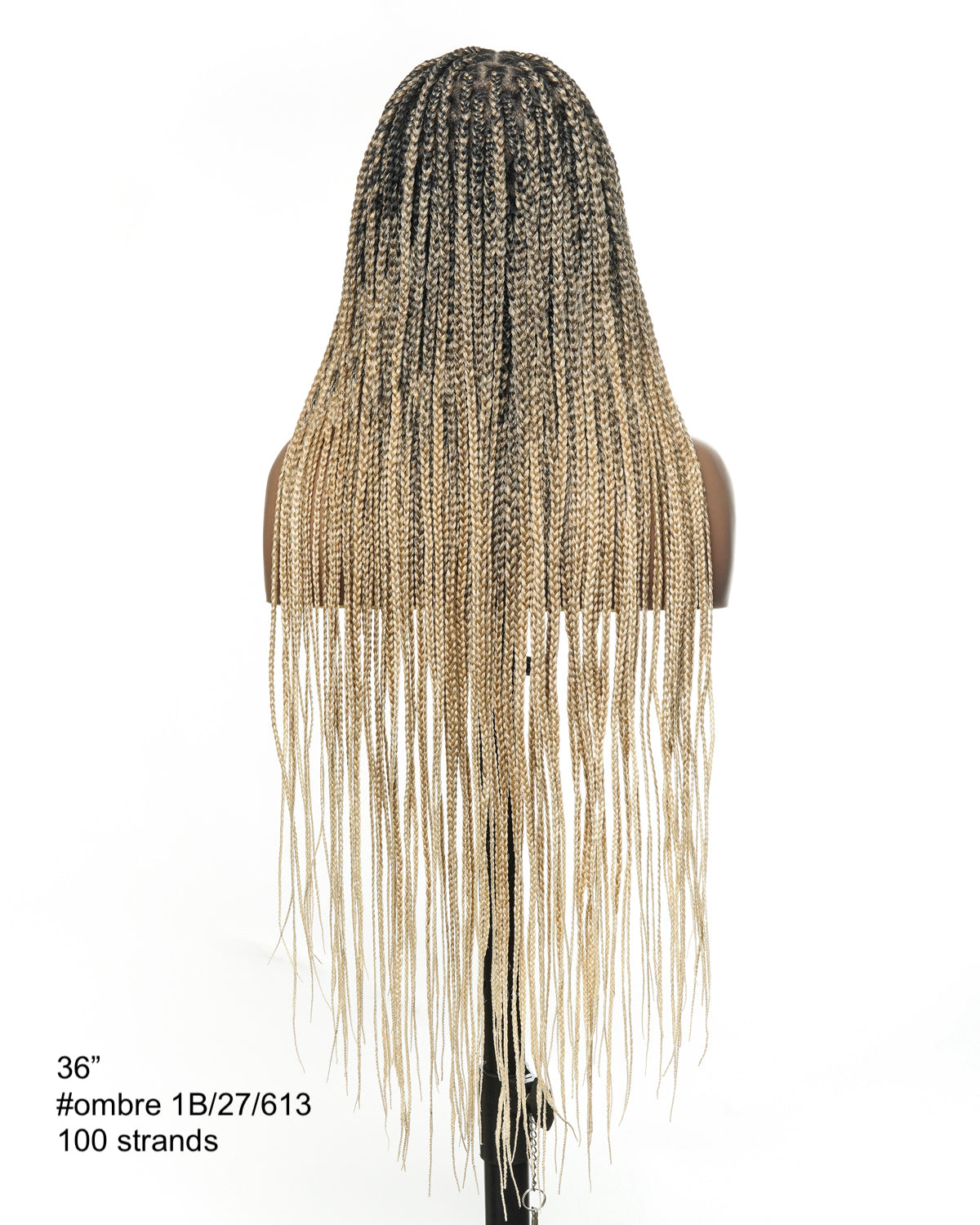 36" Pre Bleached Human Hair HD Lace Lightweight Knotless Box Braided Wig 100 Strands