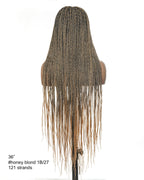 36" Pre Bleached Human Hair HD Lace Lightweight Knotless Box Braided Wig 100 Strands