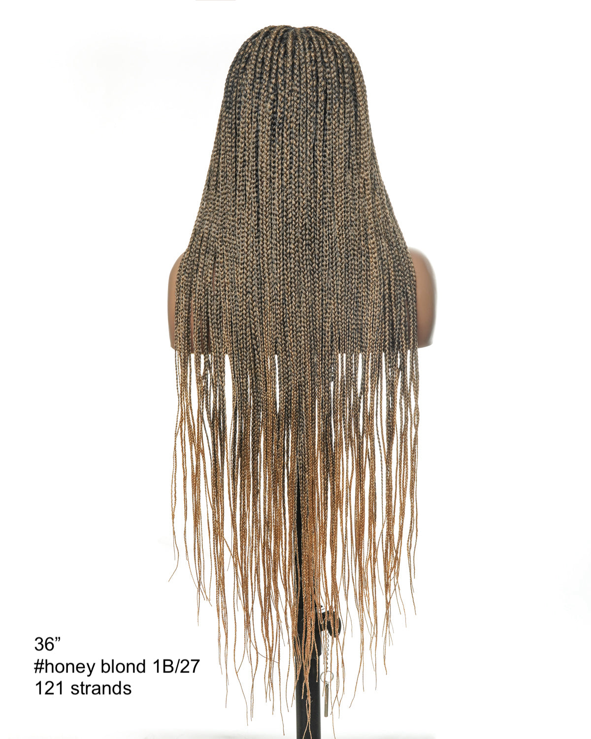 36" Pre Bleached Human Hair HD Lace Lightweight Knotless Box Braided Wig 100 Strands