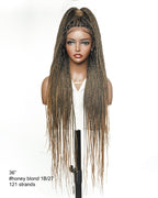 36" Pre Bleached Human Hair HD Lace Lightweight Knotless Box Braided Wig 100 Strands