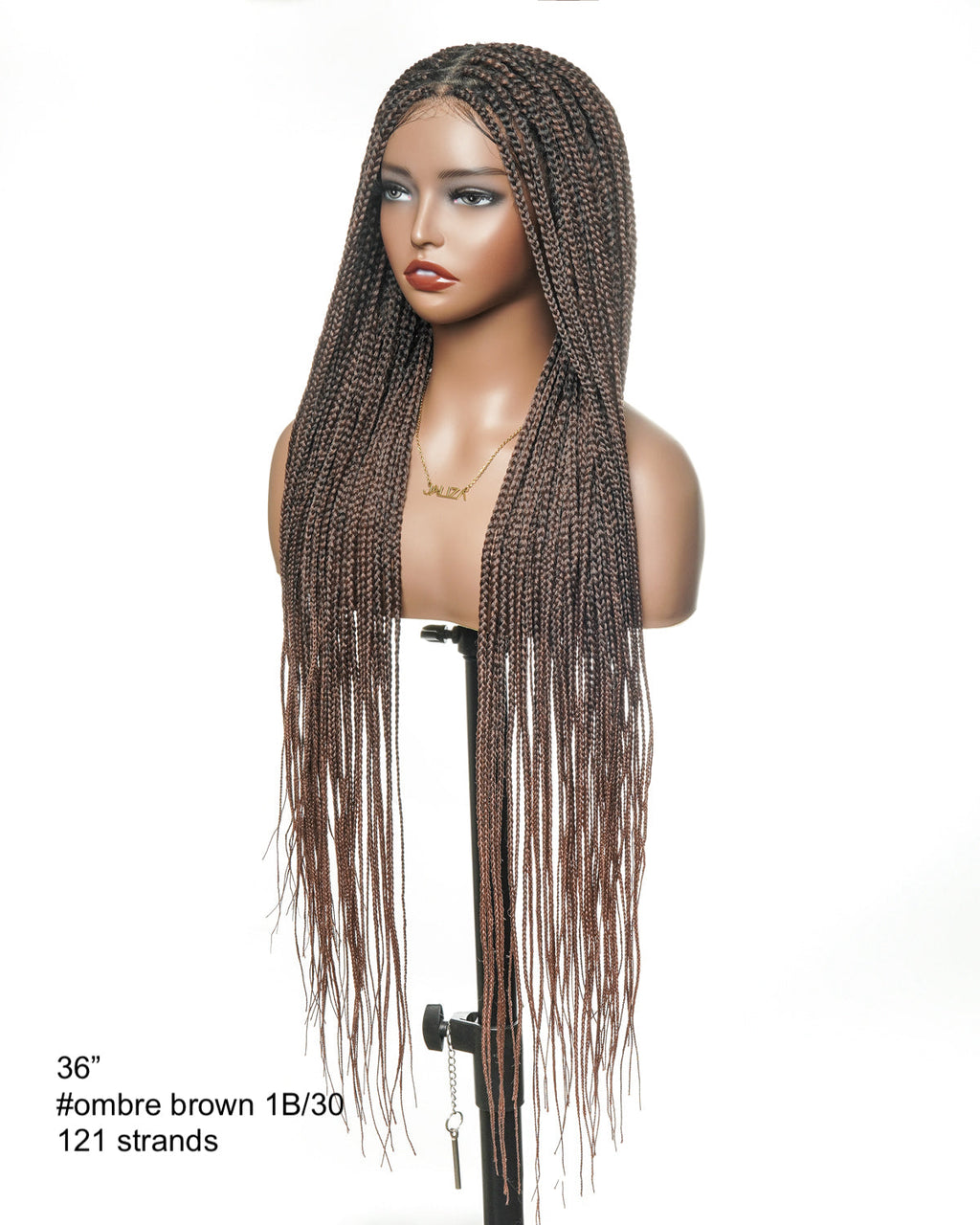 36" Pre Bleached Human Hair HD Lace Lightweight Knotless Box Braided Wig 100 Strands