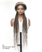 36" Pre Bleached Human Hair HD Lace Lightweight Knotless Box Braided Wig 100 Strands