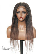 24"  Pre Bleached Human Hair Lace Lightweight Knotless HD Lace Box Braided Wig