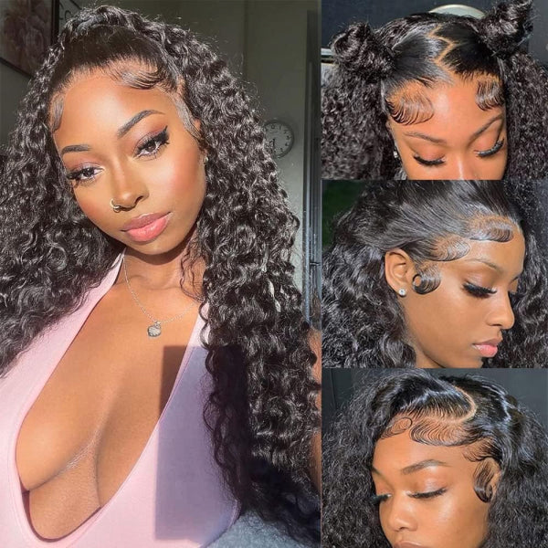 Deep Wave Invisi-Drawstring 360 Lace Glueless Wig Bleached Knots Wear Go Wig