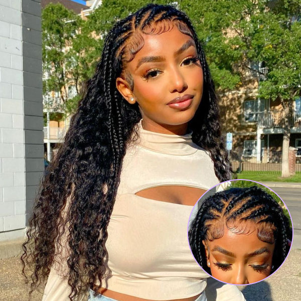 Deep Wave Invisi-Drawstring 360 Lace Glueless Wig Bleached Knots Wear Go Wig