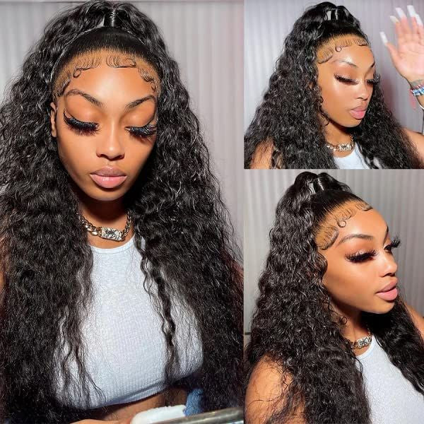Deep Wave Invisi-Drawstring 360 Lace Glueless Wig Bleached Knots Wear Go Wig