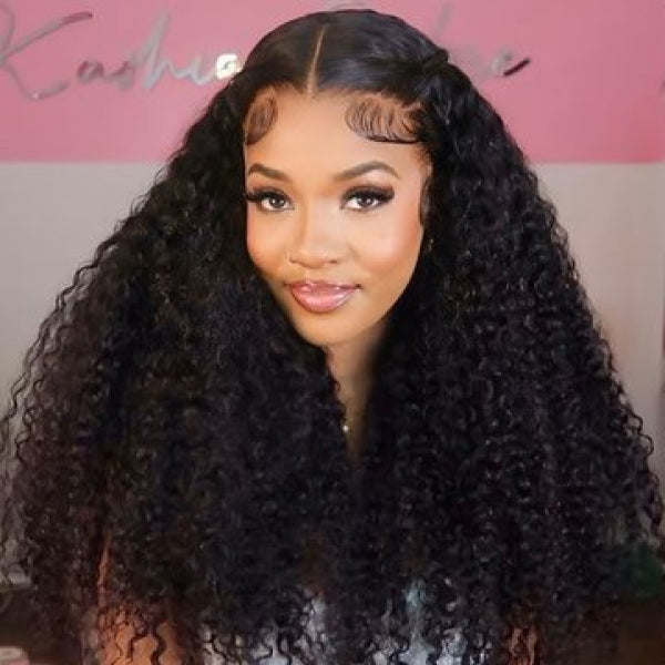 Deep Wave Drawstring Natural Scalp Glueless V Part Wig Natural Black