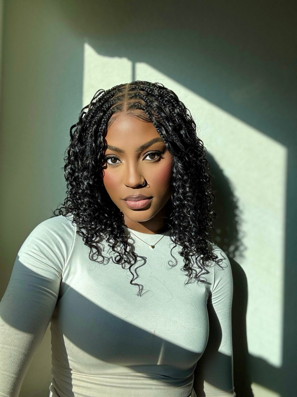 Kiki - 16" Pre Bleached HD Full Lace Human Hair Curls HD Full Lace Knotless Boho Box Braided Wig