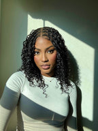 Kiki - 16" Pre Bleached HD Full Lace Human Hair Curls HD Full Lace Knotless Boho Box Braided Wig