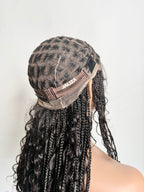 Glueless 16"-24" Pre Cut HD Full Elastic Lace Human Hair Boho Curls Lightweight Ready-To-Go Braided Wig (Lace Not Hand Tied)