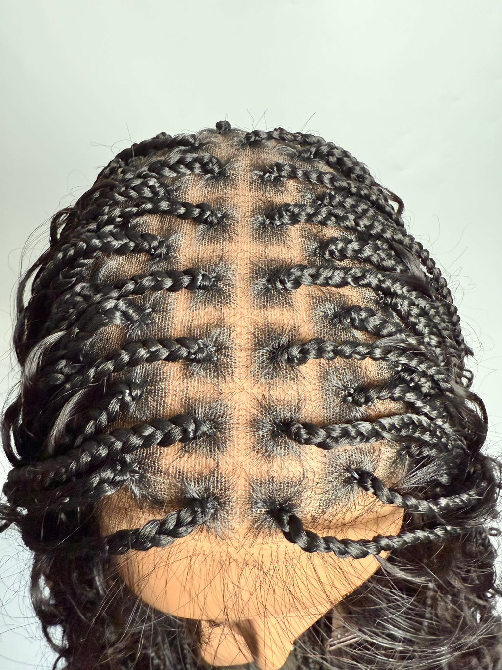 Glueless 16"-24" Pre Cut HD Full Elastic Lace Human Hair Boho Curls Lightweight Ready-To-Go Braided Wig (Lace Not Hand Tied)