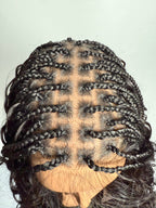 Glueless 16"-24" Pre Cut HD Full Elastic Lace Human Hair Boho Curls Lightweight Ready-To-Go Braided Wig (Lace Not Hand Tied)