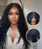 Glueless 16"-24" Pre Cut HD Full Elastic Lace Human Hair Boho Curls Lightweight Ready-To-Go Braided Wig (Lace Not Hand Tied)