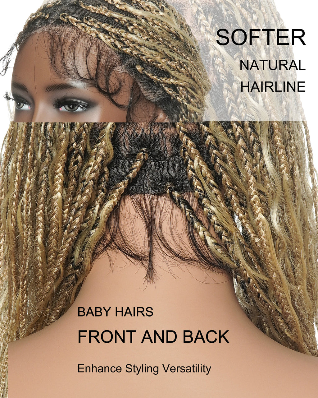 Glueless 16"-24" Pre Cut HD Full Elastic Lace Human Hair Boho Curls Lightweight Ready-To-Go Braided Wig (Lace Not Hand Tied)