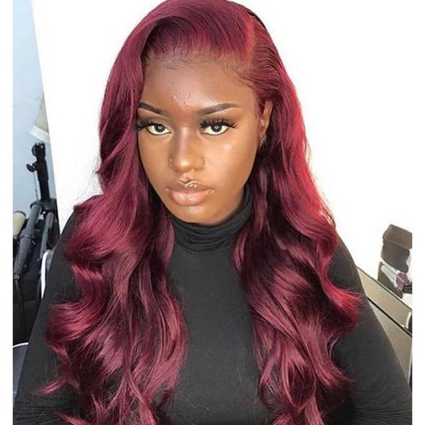 13x4 /4x4 Lace Frontal 99J Body Wave Human Virgin Hair Lace Front Wigs